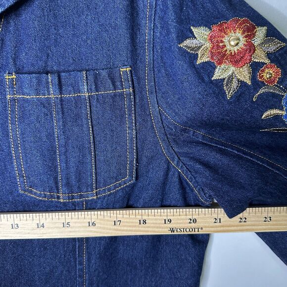 ORIGINAL ANTTHONY Jacket Womens L Dark Denim Western Floral Embroidery Vintage - Picture 9 of 11